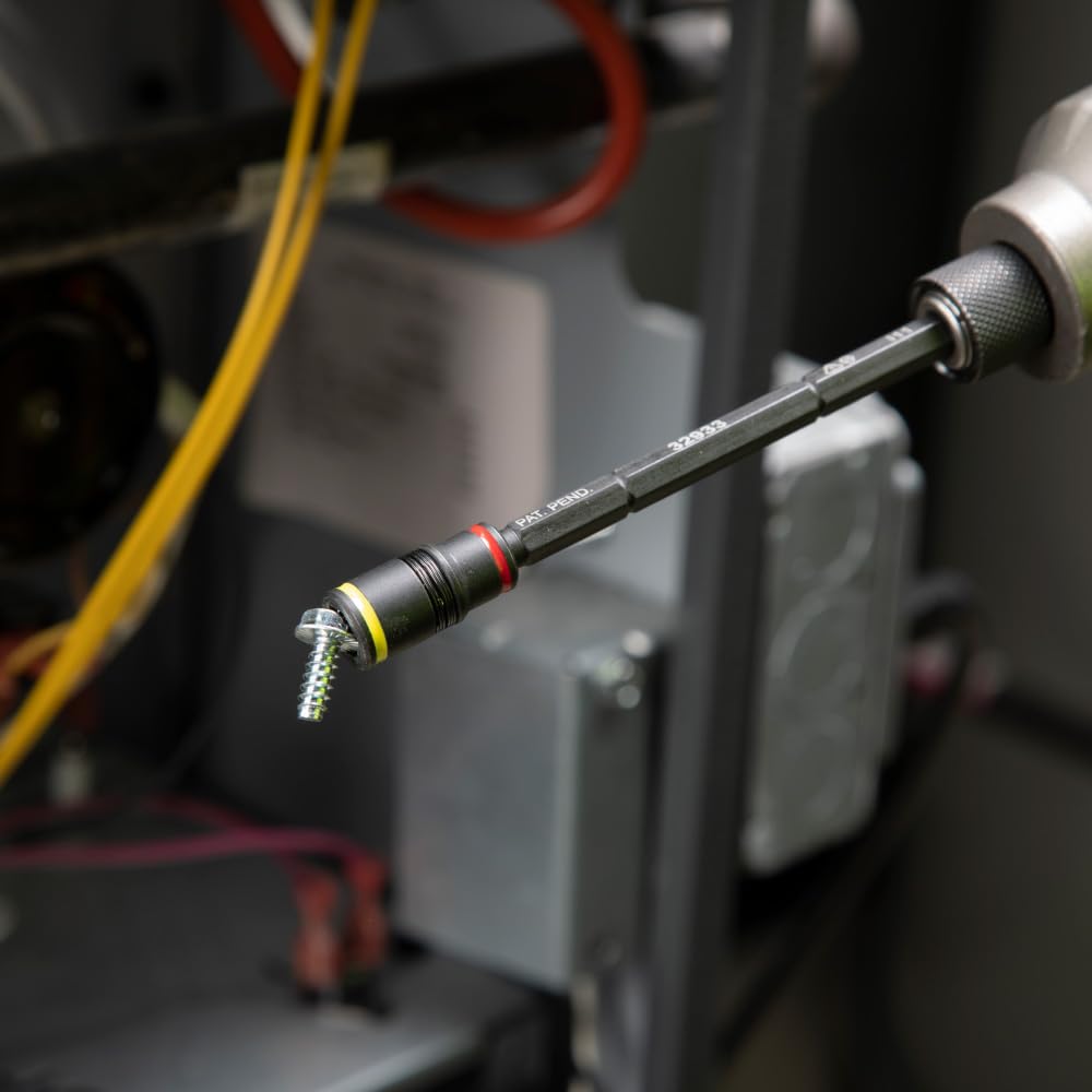 Klein Tools 32910 7-in-1 Impact Driver & SAE Socket Set with Handle, Flip Sockets 1/4–9/16" Nut Drivers + 1/4" Bit Holder