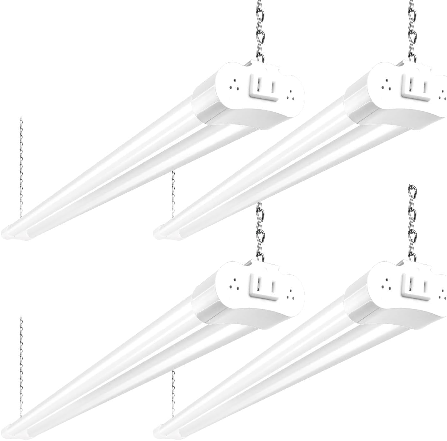 Hykolity 4-Pack Linkable LED Shop Lights, 4FT 42W (250W Eq), 4400lm 5000K Daylight, Plug-In, Hanging or Surface Mount, White