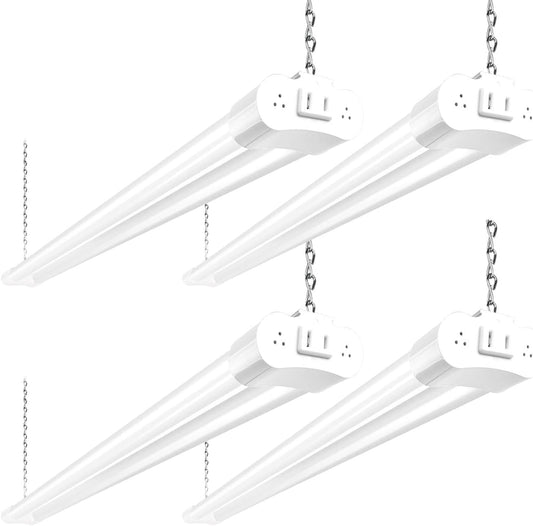 Hykolity 4-Pack Linkable LED Shop Lights, 4FT 42W (250W Eq), 4400lm 5000K Daylight, Plug-In, Hanging or Surface Mount, White