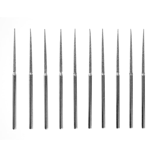 SE 10-Piece Diamond Tapered Bead Reamer Set, 2-¾" Length, ⅛" Shank, Rotary Tool Compatible for Jewelry, Crafts & DIY