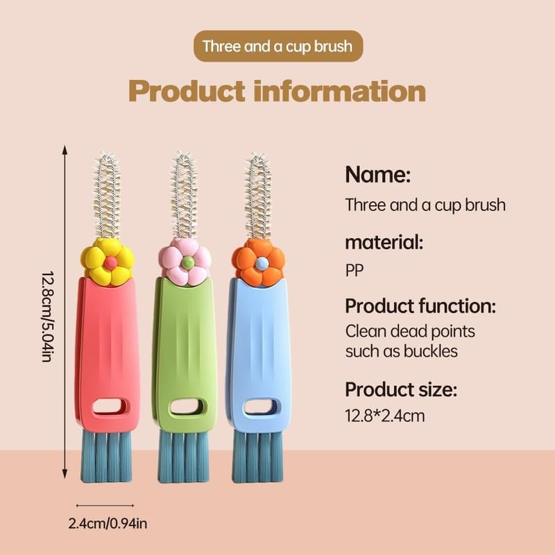 3 in 1 Cup Lid Gap Cleaning Brush, Multifunctional Bottle Brush, Cup Lid Gap Cleaner, Home Kitchen Crevice Cleaning Brush Tools (Green)