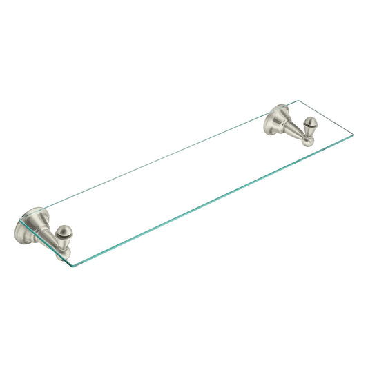 Moen DN6890BN Sage 22.75-Inch Wide x 5-Inch Deep Decorative Glass Bathroom Vanity Shelf, Brushed Nickel