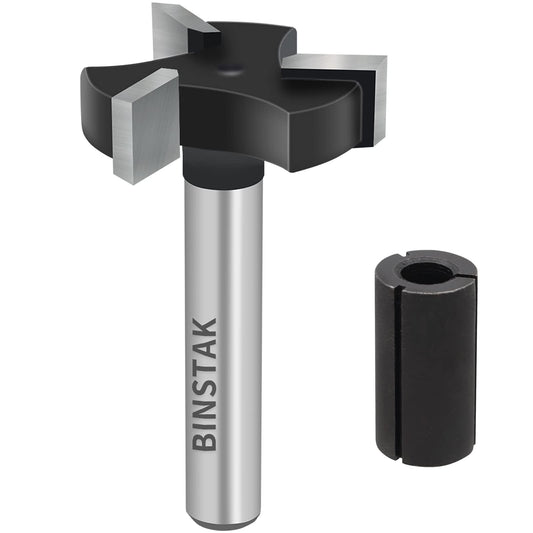 BINSTAK CNC Spoilboard Surfacing Router Bit, 1/4" Shank, 1" Carbide Wood Planing & Flattening Dado Bit