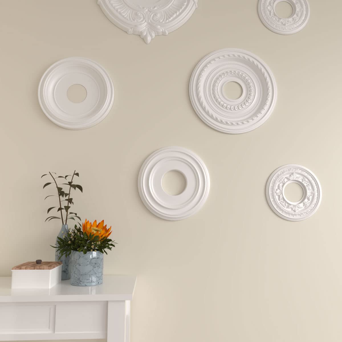 12 3/8"OD x 4"ID x 1 1/8"P Classic Ceiling Medallion (Fits Canopies up to 7 1/4")
