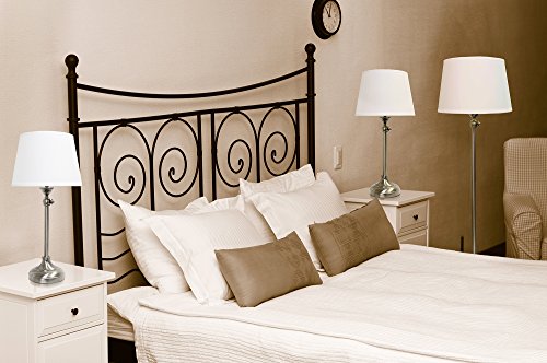 Elegant Designs LC1017-BSN Brushed Nickel Adjustable 3 Pack Lamp Set with White Fabric Shades, 1 Floor Lamp and 2 Table Lamps