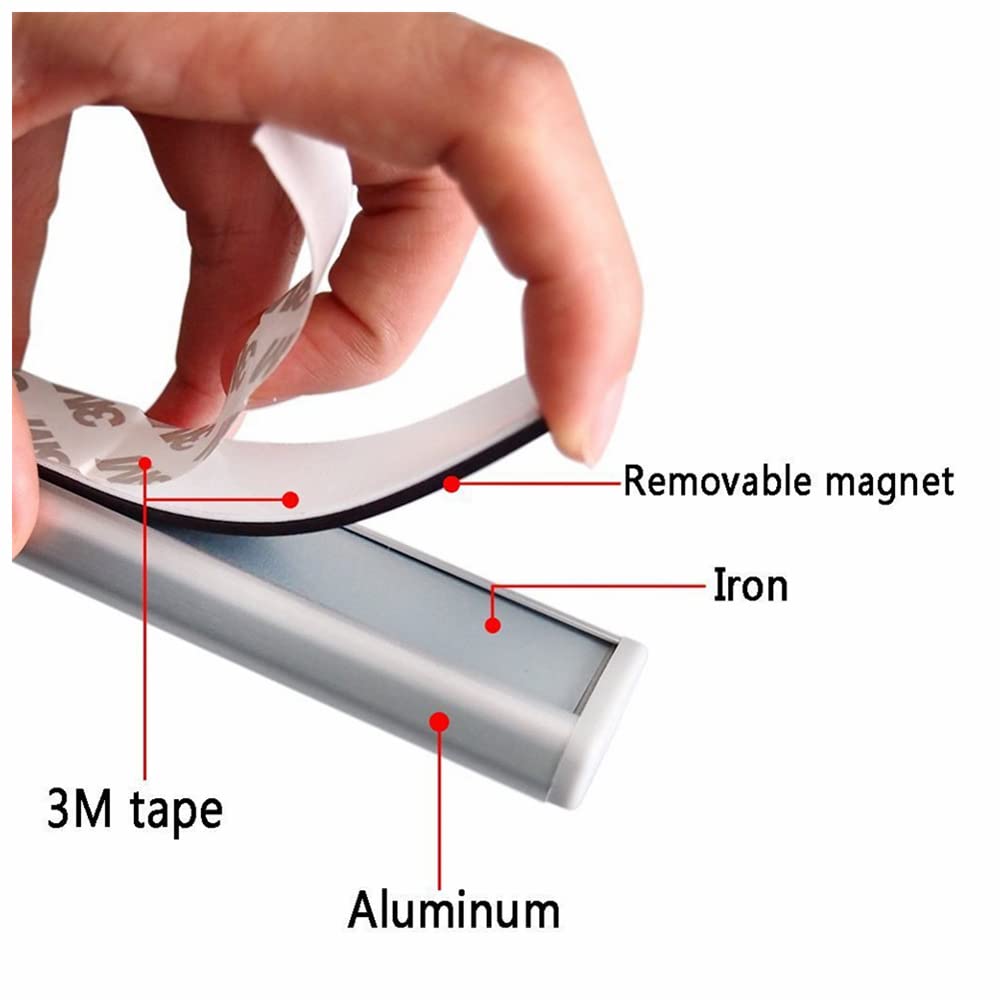 RecDec 4-Pack Magnetic Strip Replacement for Under Cabinet LED Lights, Adhesive Mount Holder for Motion Sensor Cupboard, Closet, Sink