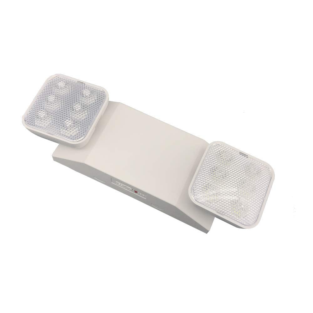 Amazon Basics LED Emergency Light, UL Certified, 6-Pack, Adjustable Two Heads, Wall Mount White with Battery Backup, Nickel,White