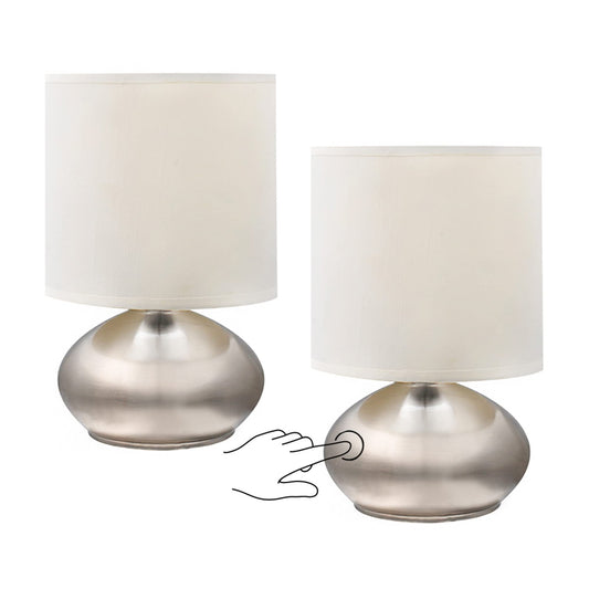Catalina Lighting 21403-000 Transitional 2 Pack Matching Small Touch Table Lamp Set, 9.25", Brushed Nickel