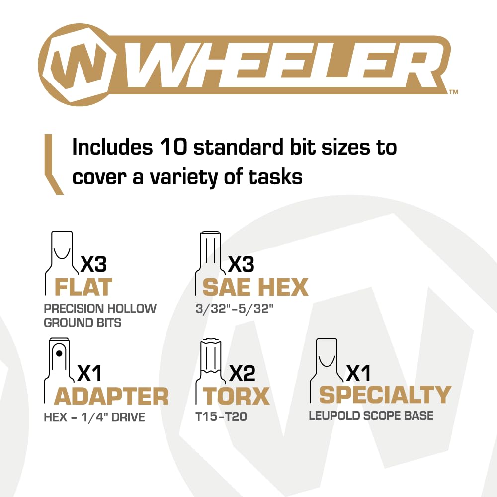 Wheeler Manual Firearms Accurizing Torque Wrench with Inch/Pounds Measurement, Bits and Storage Case for Scope Mounting, Gunsmithing and Maintenance