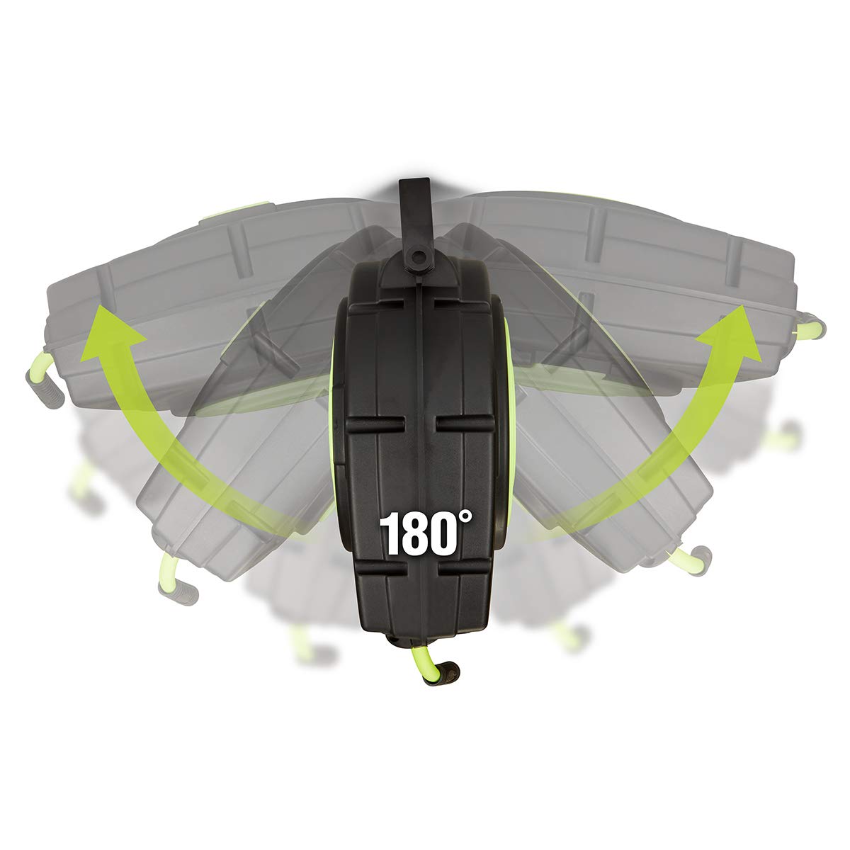 Flexzilla Retractable Enclosed Plastic Air Hose Reel, 3/8 in. x 50 ft., Heavy Duty, Lightweight, Hybrid, ZillaGreen - L8250FZ