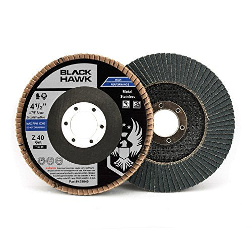 BHA Zirconia Grinding and Sanding Flap Discs T29, 4-1/2" x 7/8", 40 Grit - 10 Pack