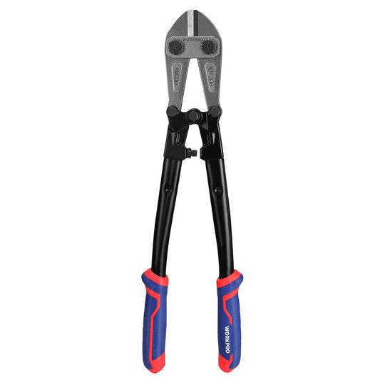 WORKPRO 18" Heavy Duty Bolt Cutter – Chrome Moly Steel, Soft Grip, Cuts Chain, Wire, Screws & Rivets, Black/Blue/Red