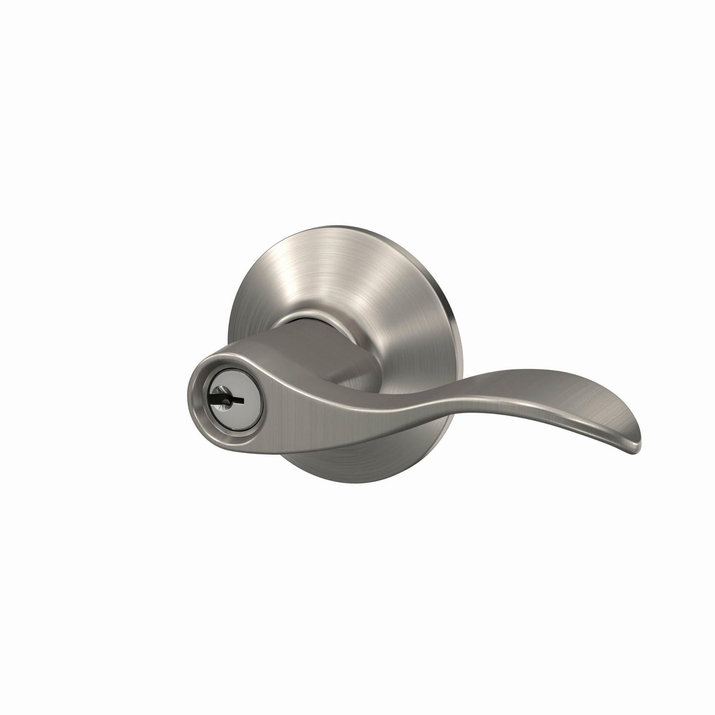 Schlage F51A ACC 619 Accent Door Lever, Keyed Entry Lock, Satin Nickel