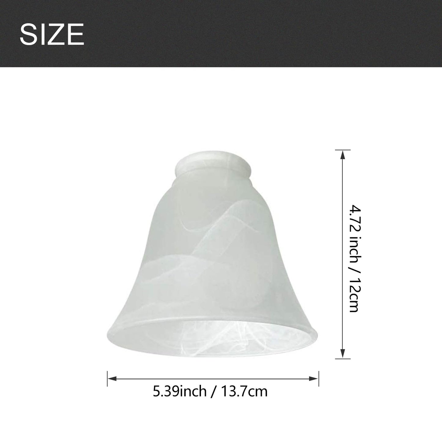 4 Pack Ceiling Fan Light Covers, Transitional Style Replacement Bell Shaped Glass Shade Ceiling Fan Replacement Globes (Alabaster, 4-3/4'')