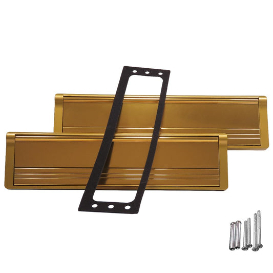 Draft Dodger 12"" Insulated Universal Telescopic Polished Gold Mail Slot Mailbox
