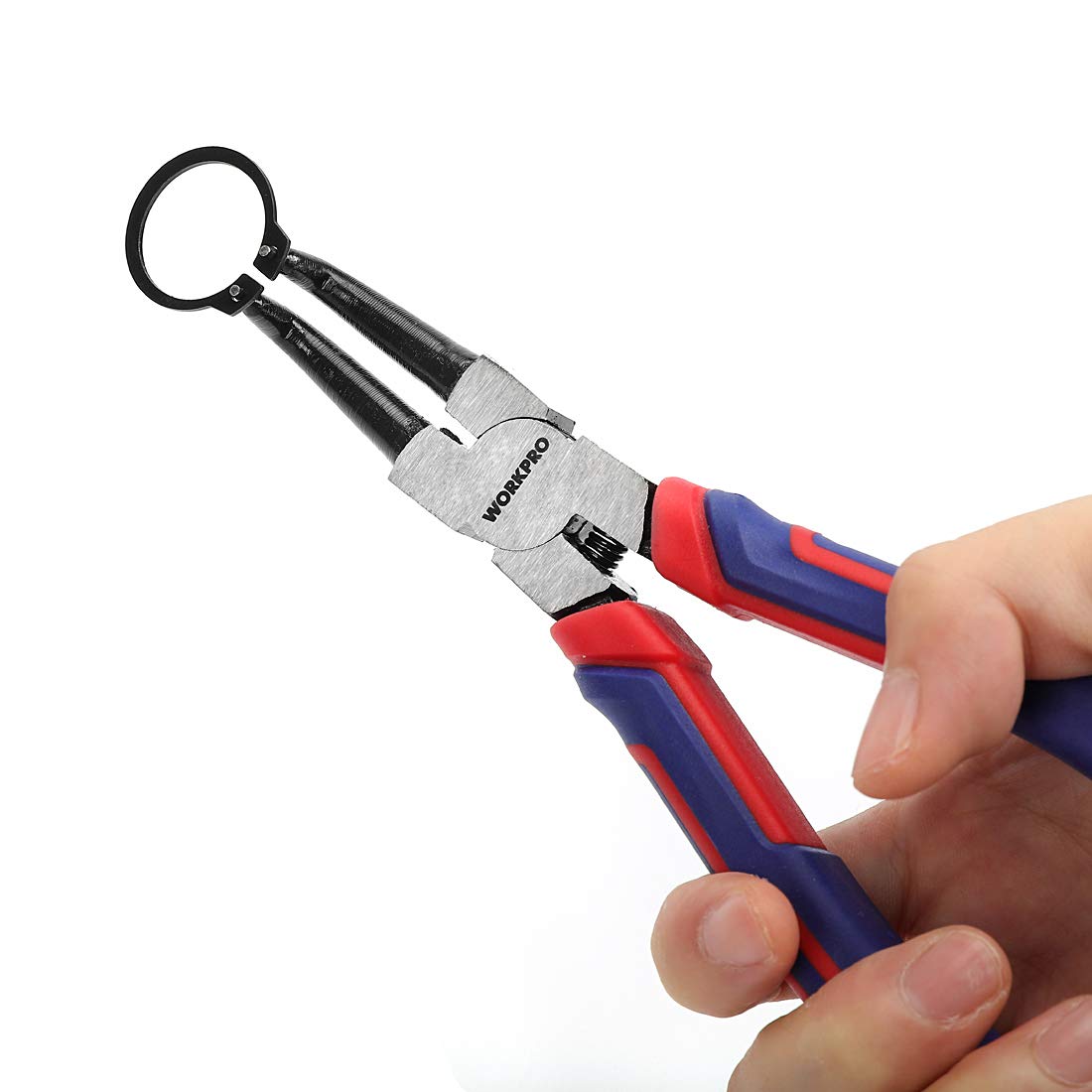 WORKPRO 4-Piece Snap Ring Pliers Set, 7" Internal & External Circlip Pliers, Straight/Bent, 5/64" Tips, Cr-V Steel, Storage Pouch