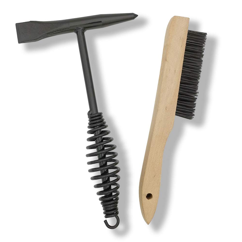 VASTOOLS Welding Chipping Hammer with Coil Spring Handle,10.5",Cone and Vertical Chisel,10" Wire Brush