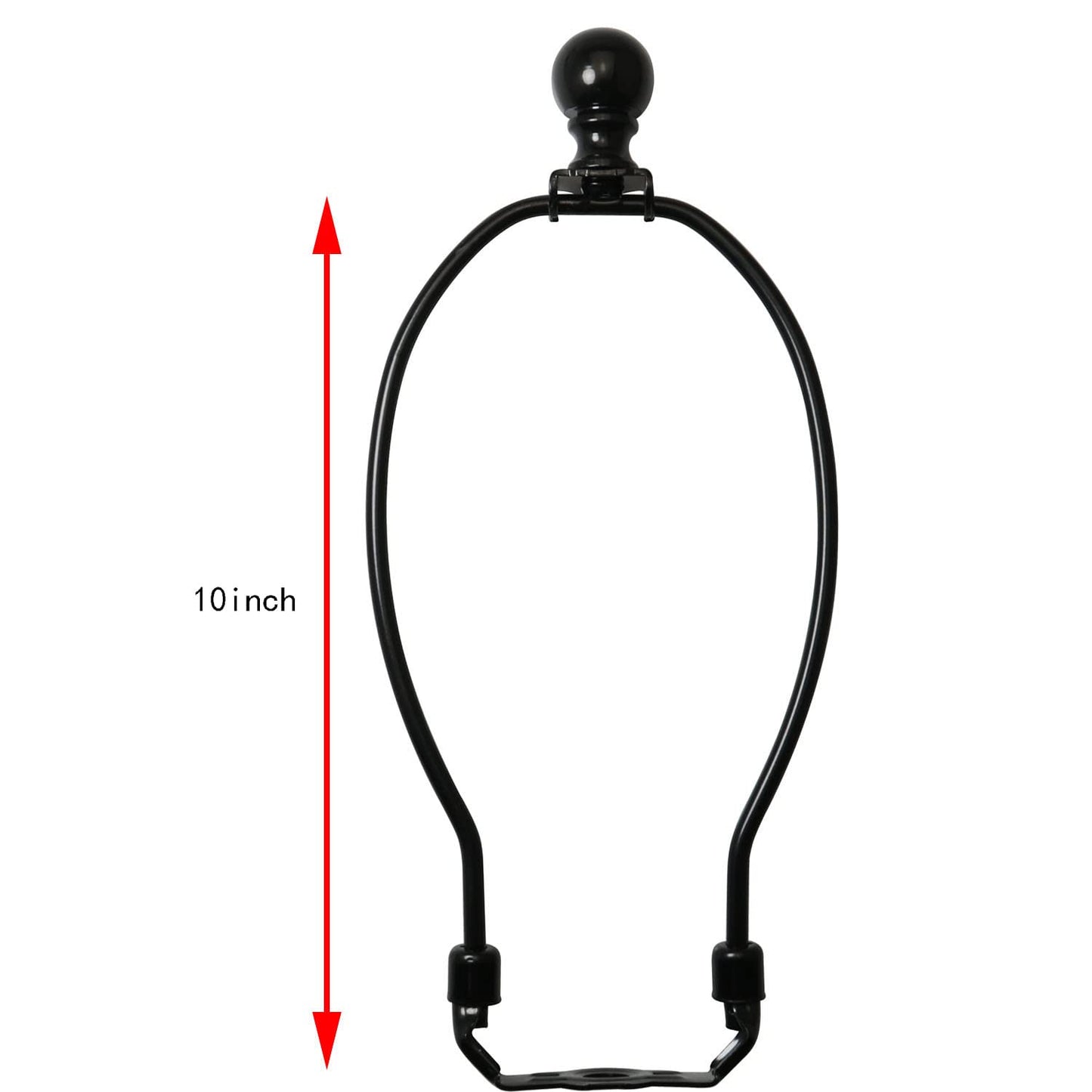 DGBRSM 10 Inch Lamp Harp Holder with 1-1/2 Inch Lamp Finial Oil Rubbed Black Steel Ball Knob Lamp Shade Finial for Table and Floor Lamps, Black