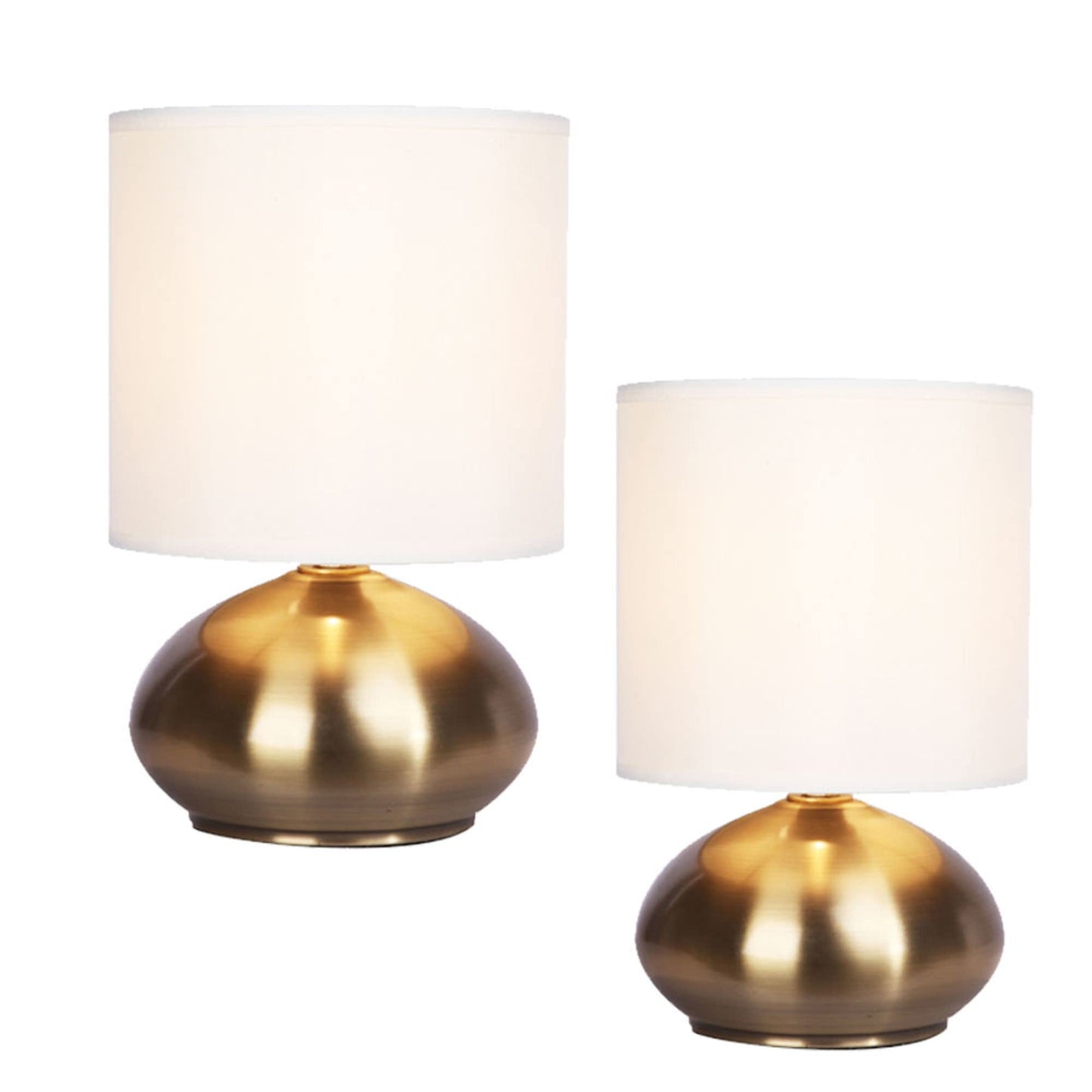 Catalina Lighting 18581-001 Transitional Matching Small Touch Lamp Set, LED Bulb NOT Included, 9.25" Antique Brass, Set of 2