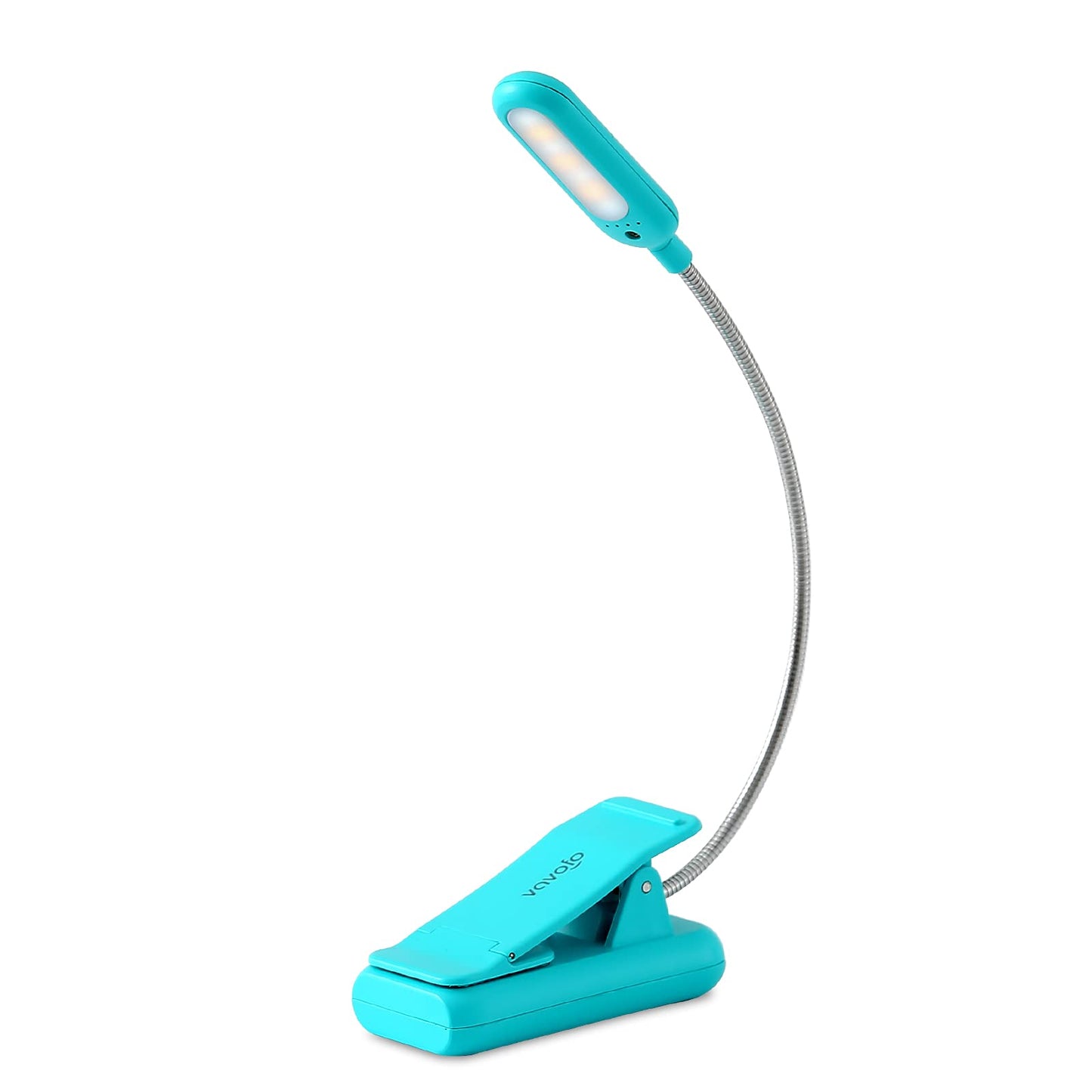 VAVOFO Clip-On Book Light for Bed & Kids, 7 LED Reading Lamp with 9-Level Warm/Cool/Daylight, Eye-Care Light, Power Indicator (Blue)