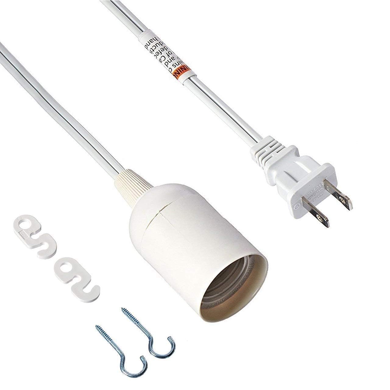 Simple Deluxe 20 Feet Extension Hanging Lantern Pendant Light Cord with E26 Socket, Featuring an On/Off Switch(Bulb Not Included), 2 Pack