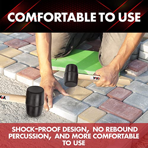 YIYITOOLS YY-2-005 Rubber Mallet Hammer With Wood Handle–8-oz, black