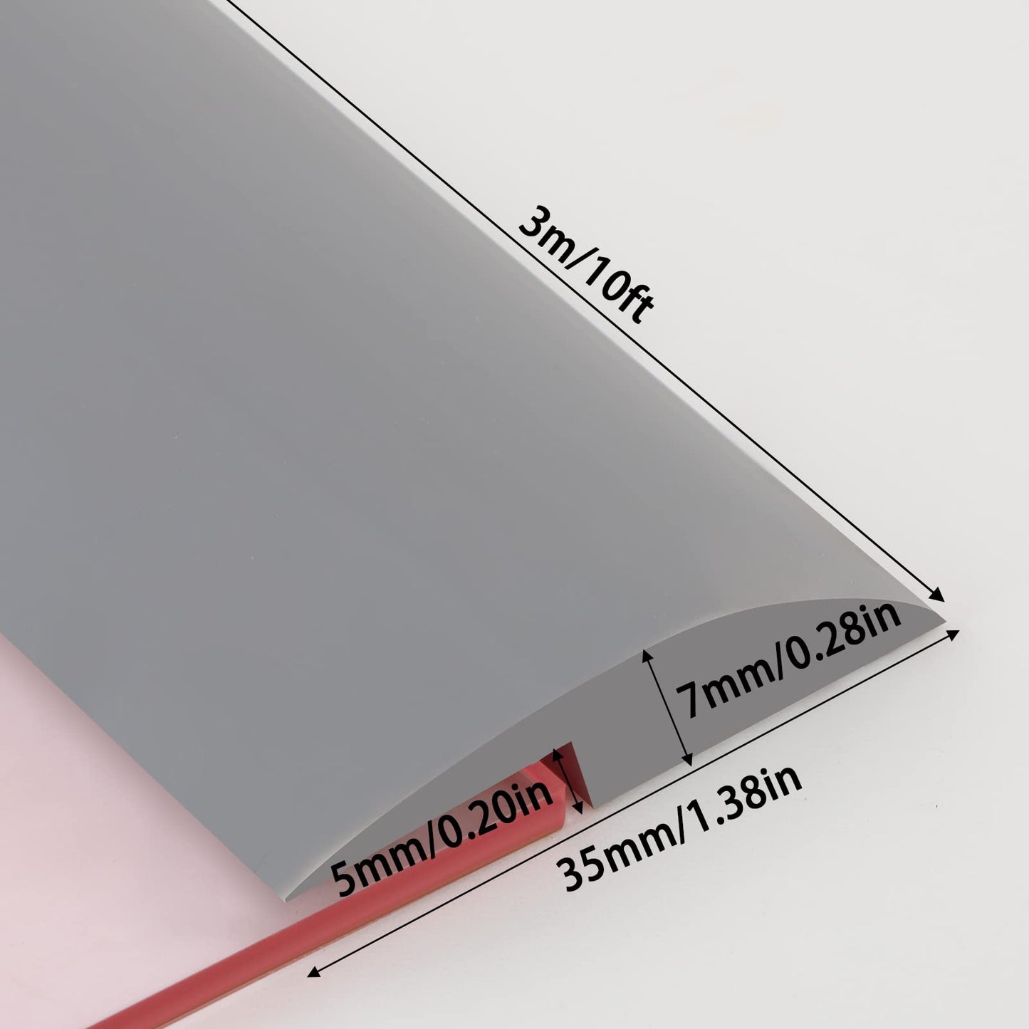 9.8ft Peel and Stick Floor Transition Strip, Carpet to Tile Transition Edging Trim Suitable for Doorways Threshold (Cover Height Within 5mm)