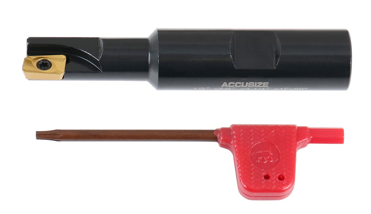 Accusize Industrial Tools 1/2'' 90 Deg Square Shoulder Indexable End Mill with Carbide Apkt11T3 Inserts, 0056-0913