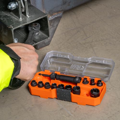 Klein Tools KNECT 15-Piece Pass-Through Socket Set, SAE Impact Sockets with MODbox Case, Bits & 3/8-In Drive Adapter