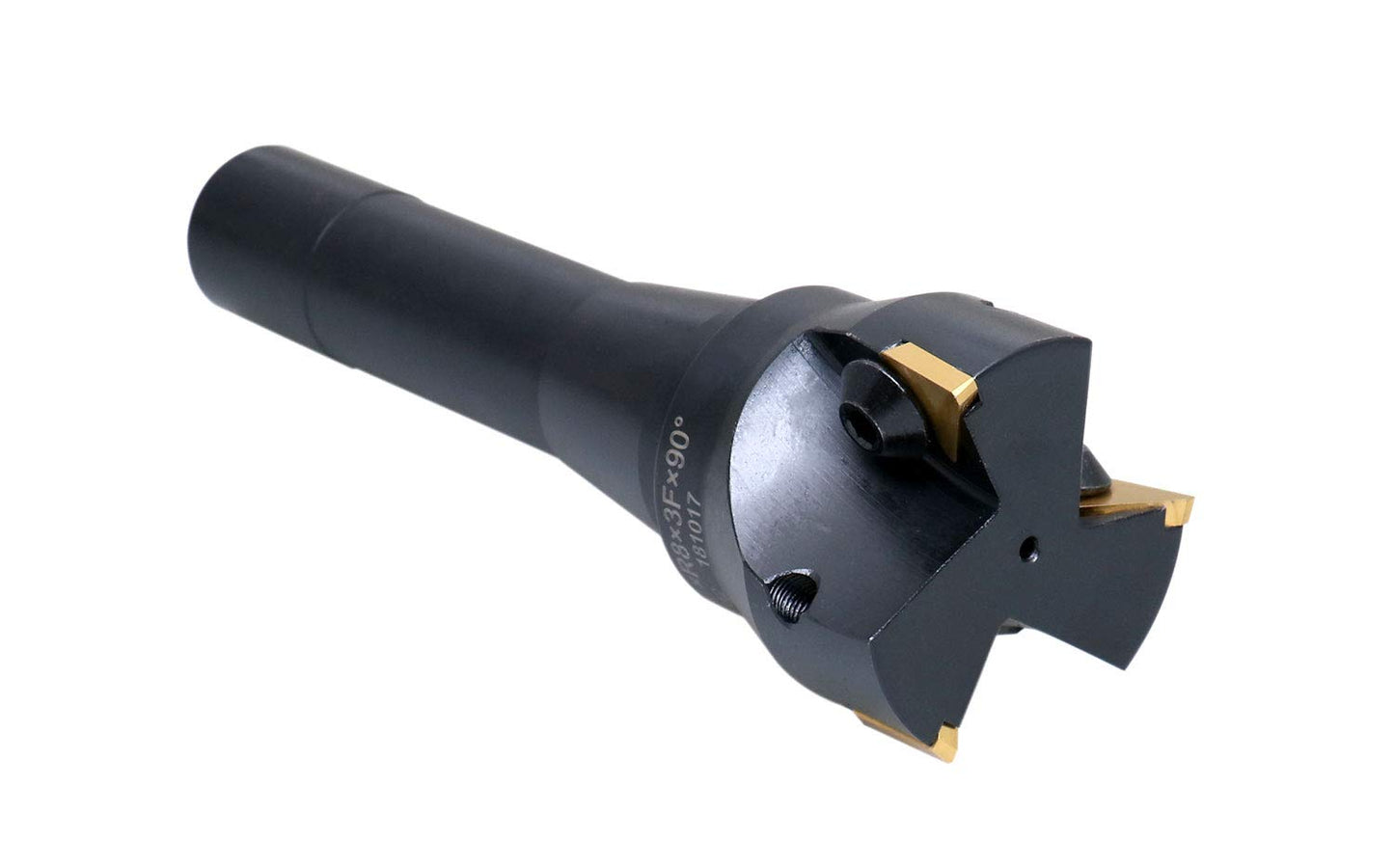 Accusize Industrial Tools 2'' Carbide Indexable End Mill, R8 Shank, with 3 Pc Tpg 322 Inserts, 0046-0916