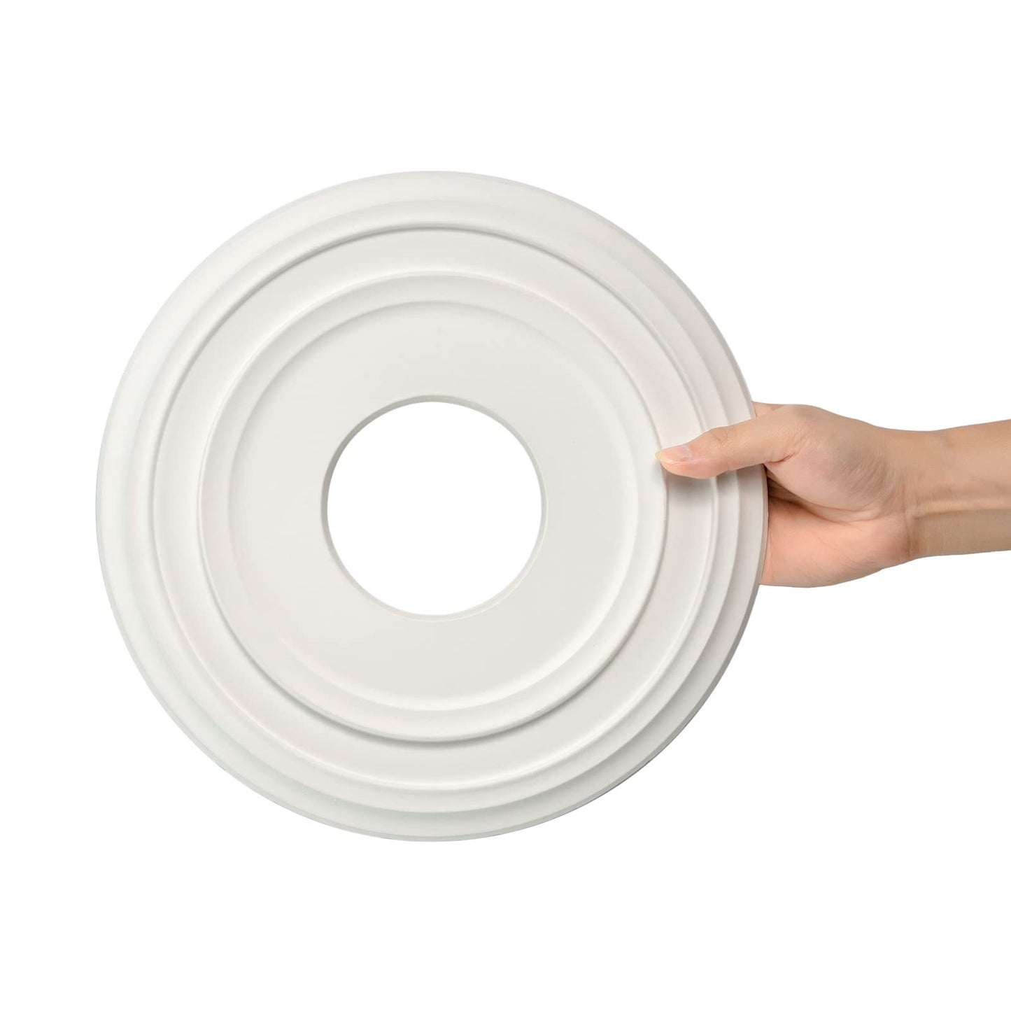 EIFHYT White PU Ceiling Medallions for Light Fixtures and Ceiling Fans, 12-2/8"OD x 4" ID x 1" P (Fits Canopies up to 7")