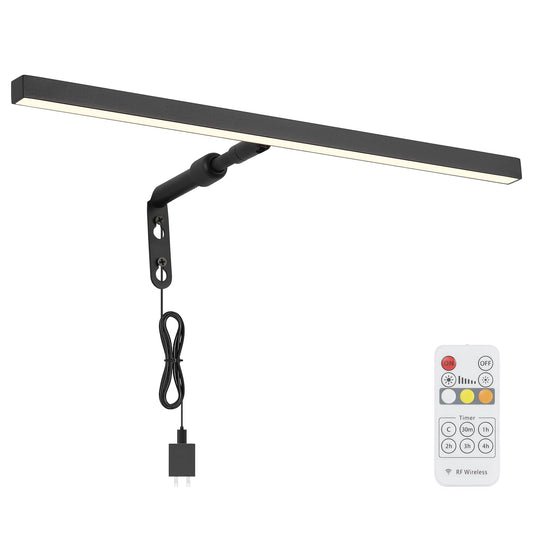 **Pasoar 16" Plug-In LED Picture Light, 4W Adjustable Art Light with Remote & Timer, Gallery Wall Frame Display (Black)**