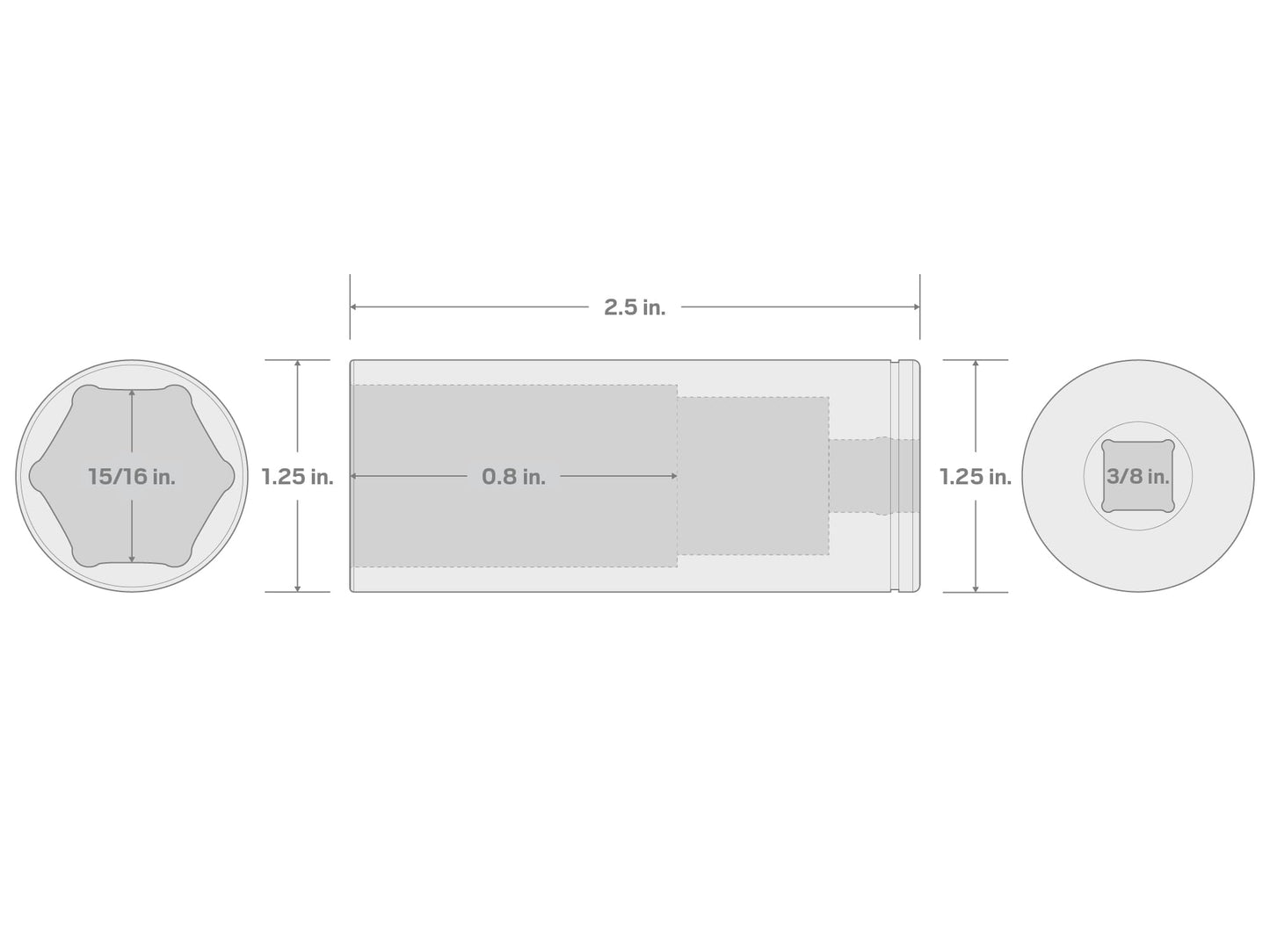 TEKTON 3/8 Inch Drive x 15/16 Inch Deep 6-Point Socket | SHD13024
