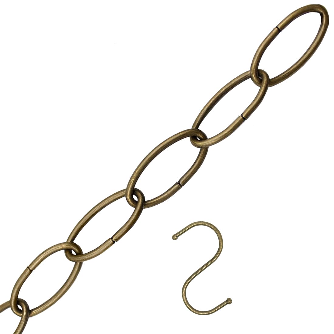 36 Inch Heavy Duty Antique Brass Steel Chain, Adjustable 11-Gauge Hanging Chain for Lights, Planters & Decor, Supports 35 lbs (1 Pack, Antique Brass)