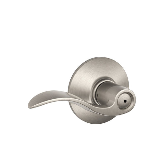 Schlage F40 ACC 619 Accent Door Lever, Bed & Bath Privacy Lock, Satin Nickel