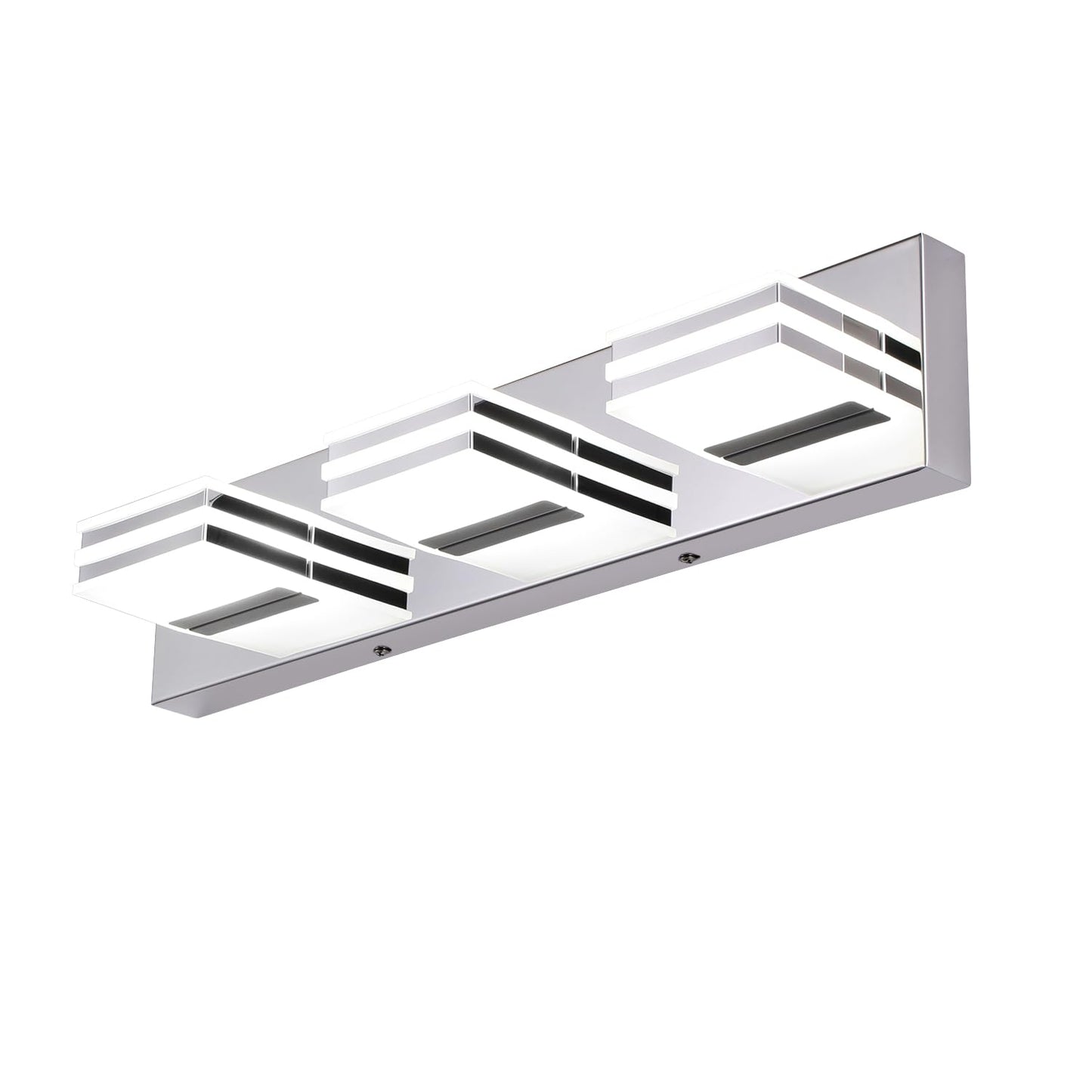 LED Vanity Light 20" for Bathroom, 3-Light Chrome Fixture, 18W Modern Mirror Lamp, 6000K Bright Wall Sconce