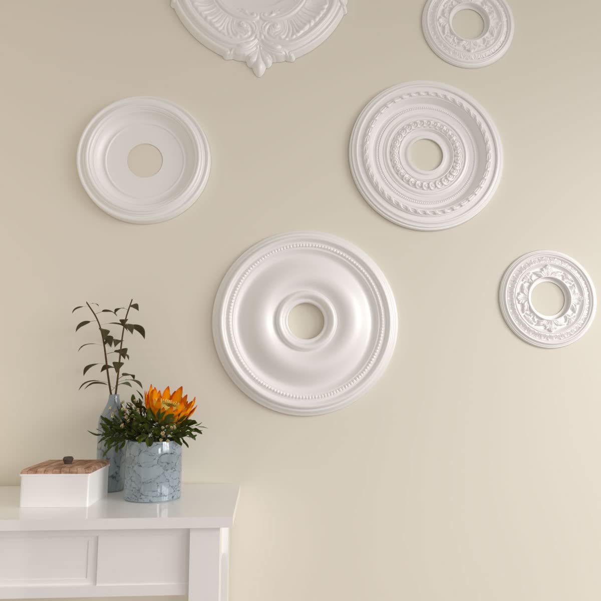 18 1/8"OD x 3 3/4"ID x 1 1/8"P Bradford Ceiling Medallion (Fits Canopies up to 4 3/8")