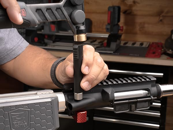 Real Avid Armorer's Master Hammer - 20 Ounce 9-1/2" Hammer with Changing Heads Including Soft Blow, Steel, Rubber & Brass Head + Magnetic Pin Starter