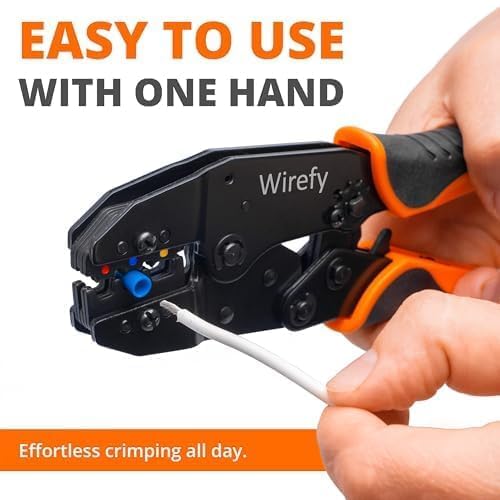 Wirefy Ratcheting Wire Crimping Tool for Insulated Connectors 22-10 AWG | Electrical Crimp Pliers for Robust Terminal Connections