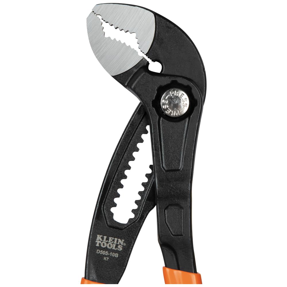 Klein Tools D5053BKIT 3-Piece Adjustable Klaw Pliers Set – 7", 10", 12" Quick-Adjust, V-Jaw, Hardened Teeth, Maximum Torque