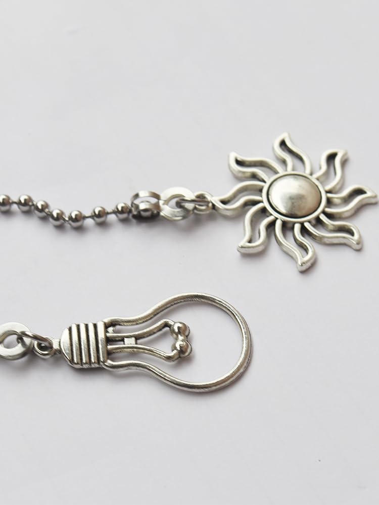 Aiyonoyia 4 Pack Ceiling Fan Pull Chain, 12 Inch Pull Chains Extension Ornaments (Fan and Bulb Pattern)