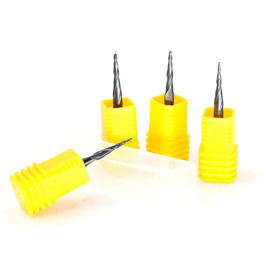 OSCARBIDE 1/8" Shank Carbide End Mill Set, 4-Piece Tapered Ball Nose, 2-Flute, Right Spiral, TiAlN Coated CNC Router Bits