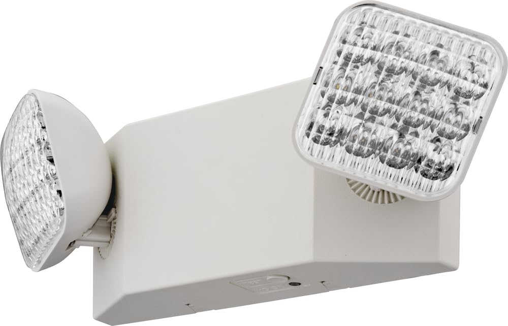 Lithonia Lighting Basics LED Emergency Light, Dual Adjustable Heads, Wall Mount, Damp Rated, 90-Min Backup, 120/277V, White