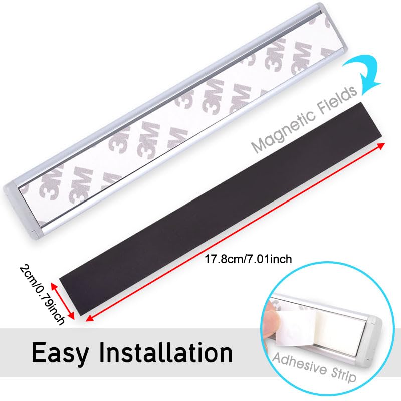 RecDec 4-Pack Magnetic Strip Replacement for Under Cabinet LED Lights, Adhesive Mount Holder for Motion Sensor Cupboard, Closet, Sink