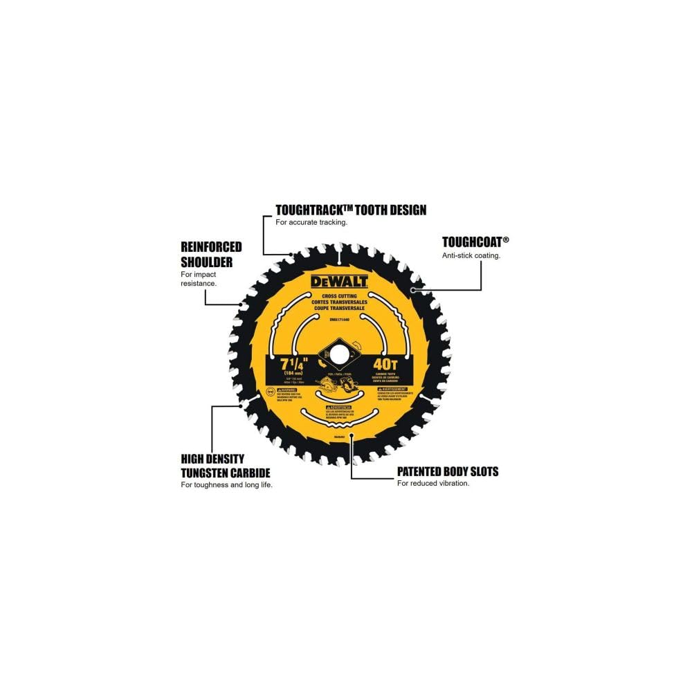 DEWALT Circular Saw Blade, 7 1/4 Inch, 40 Tooth, Wood Cutting (DWA171440)