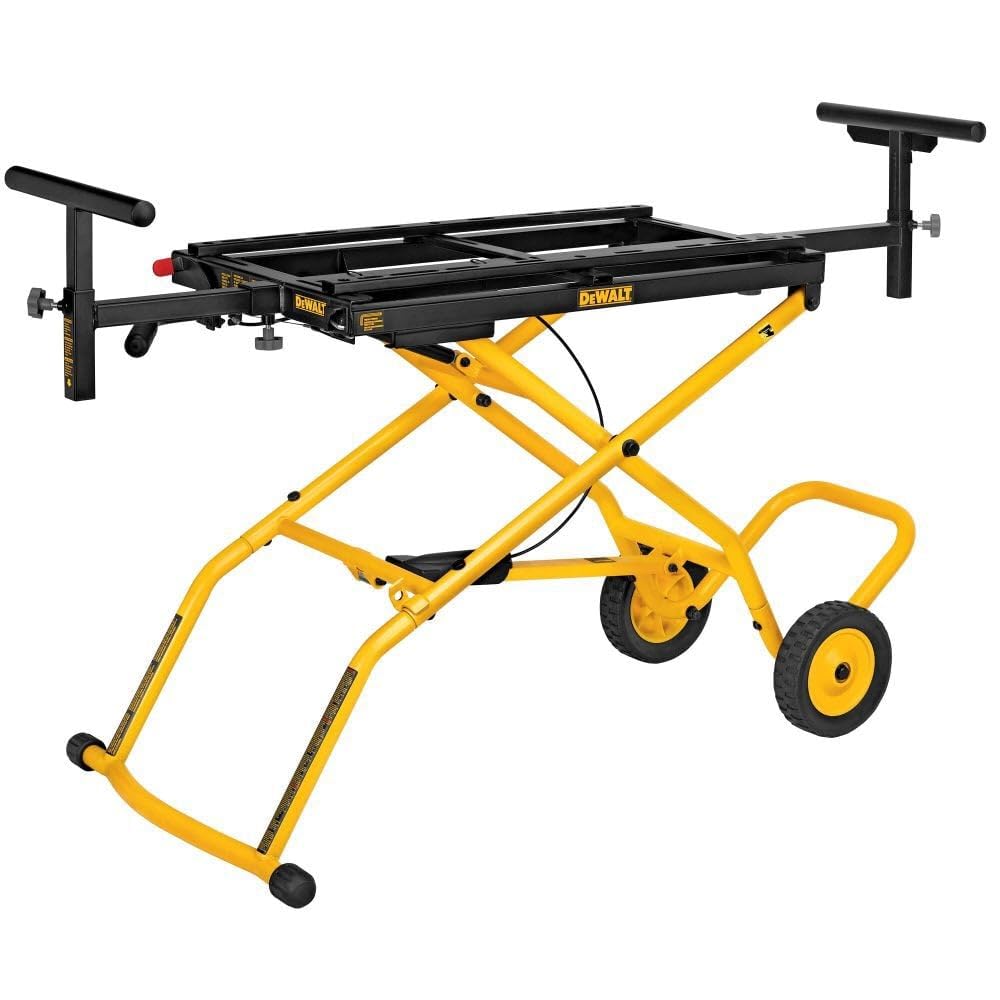 DEWALT DWX726 Miter Saw Stand, 32.5"x60", Foldable Rolling Steel Stand with Wheels, Adjustable Height & 8 ft Material Support