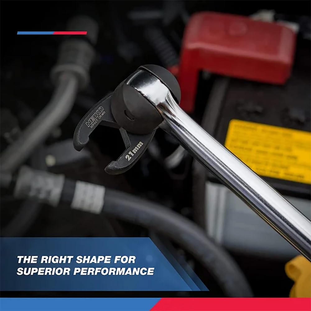 Neiko 03324A Crowfoot Wrench Set 1/2" and 3/8” Drive, 15 Piece, Metric Crows Foot Wrench Sizes 8mm-24mm, Chrome-Moly Flare Nut Wrench Set