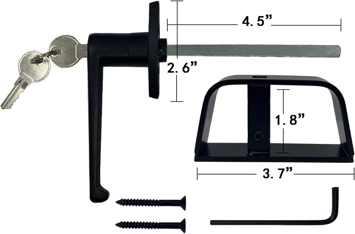 Lepoint L-Handle Lock Shed Door Latch Lock Kit with 2 Keys and 2 Screws, 4-1/2" Stem Barn Playhouse & Chicken Coop Door Lock