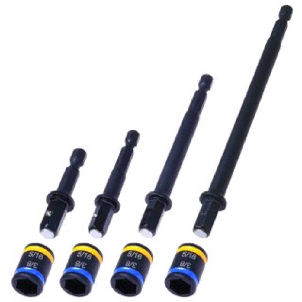 Malco C-RHEX® 5/16 in. & 3/8 in. SAE 4in Shaft Length Cleanable, Reversible, Magnetic Hex Drivers | Impact Rated | Flip Bit | Flip Socket (MSHMLC1)