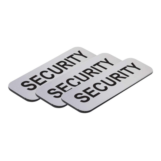 Security 1 x 3 Name Tag, Silver (3 Pack)